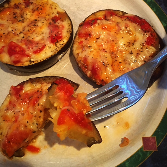 eggplant pizzas on a plate