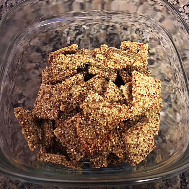simple Quinoa crackers in a bowl