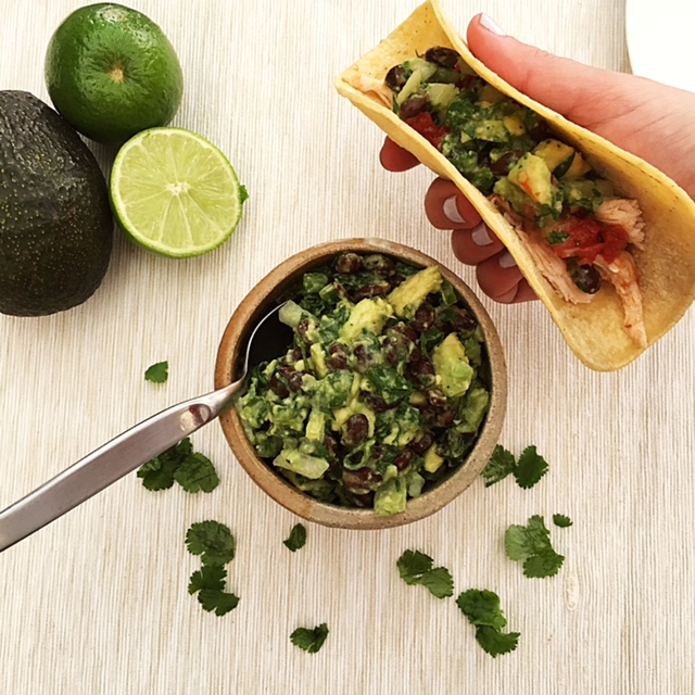 Black Bean guacamole with a taco