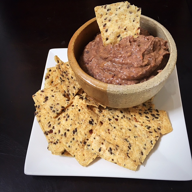 Black bean dip with chips