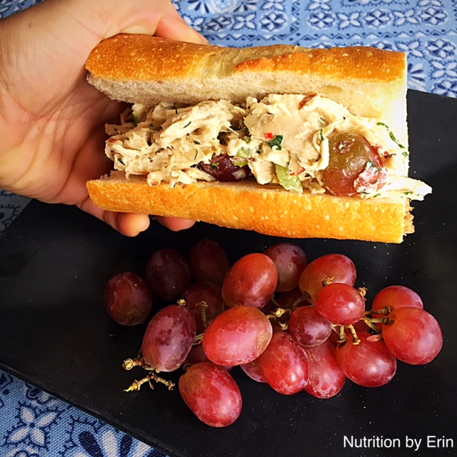 Chicken salad with grapes and almonds