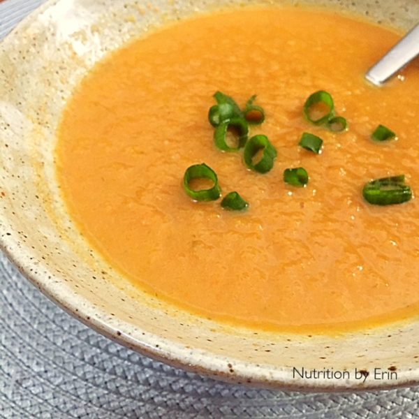 Low FODMAP Carrot Soup Recipe Nutrition by Erin