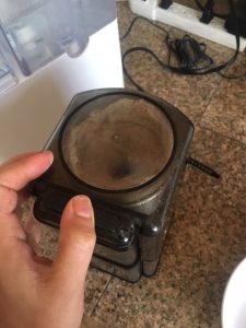 Low FODMAP Pecan Pie making oatmeal flour in coffee grinder
